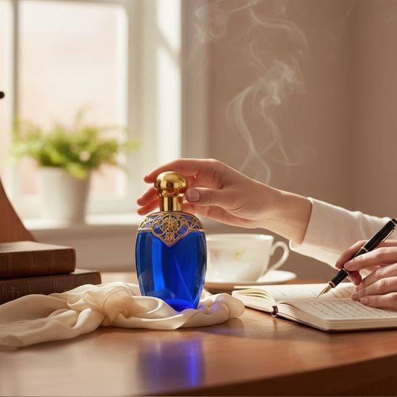 Avon Other - Vintage Avon Cobalt Blue Perfume Bottle w/ Gold Filigree Top